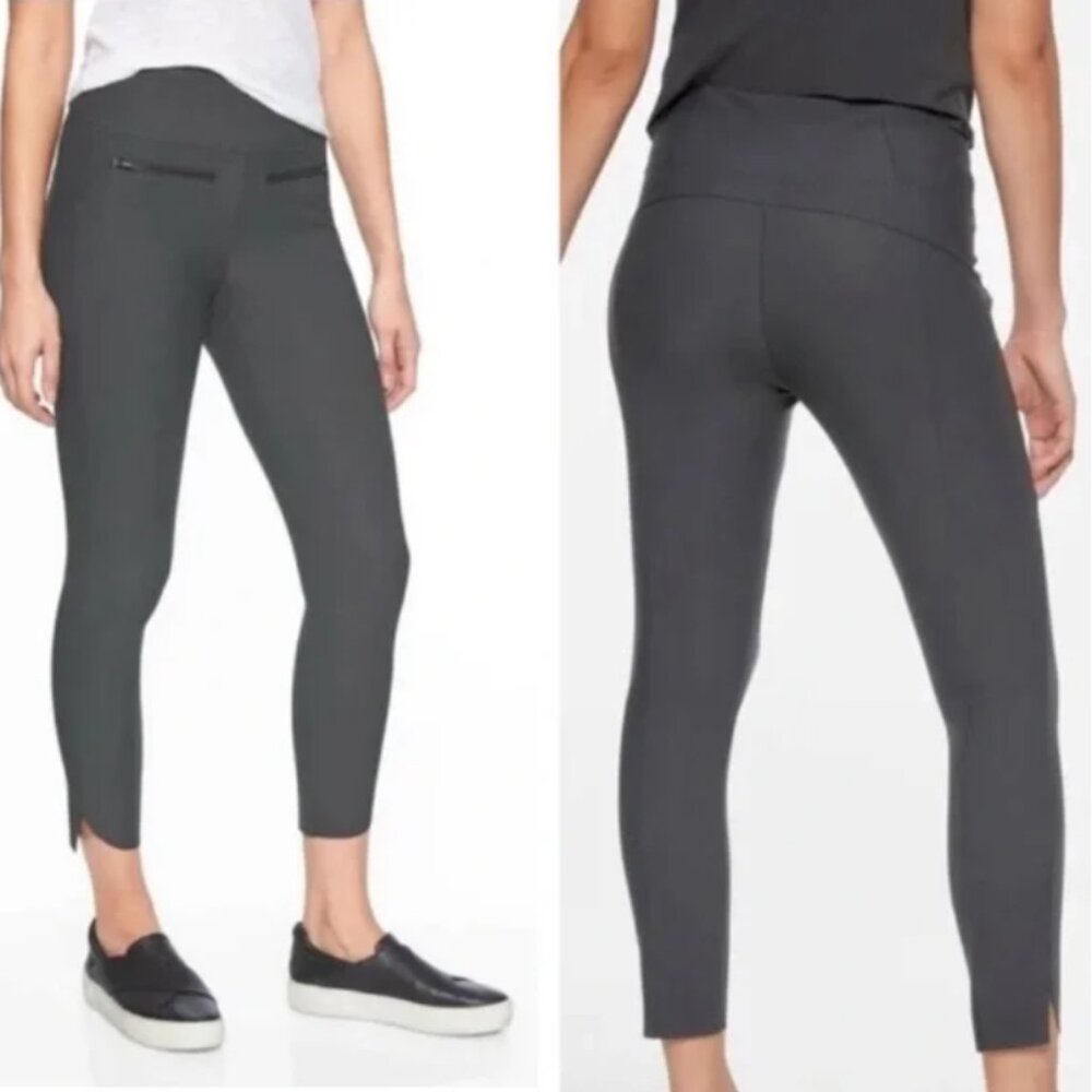 Athleta Charcoal Raw Hem Zipper Metro Active Leggings Size Medium